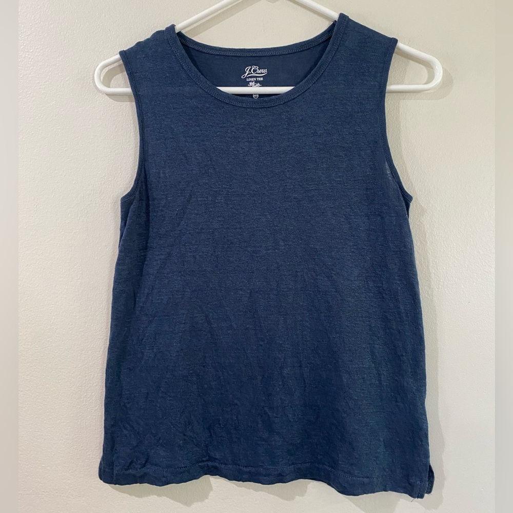 J. Crew Linen Navy Sleeveless Tank